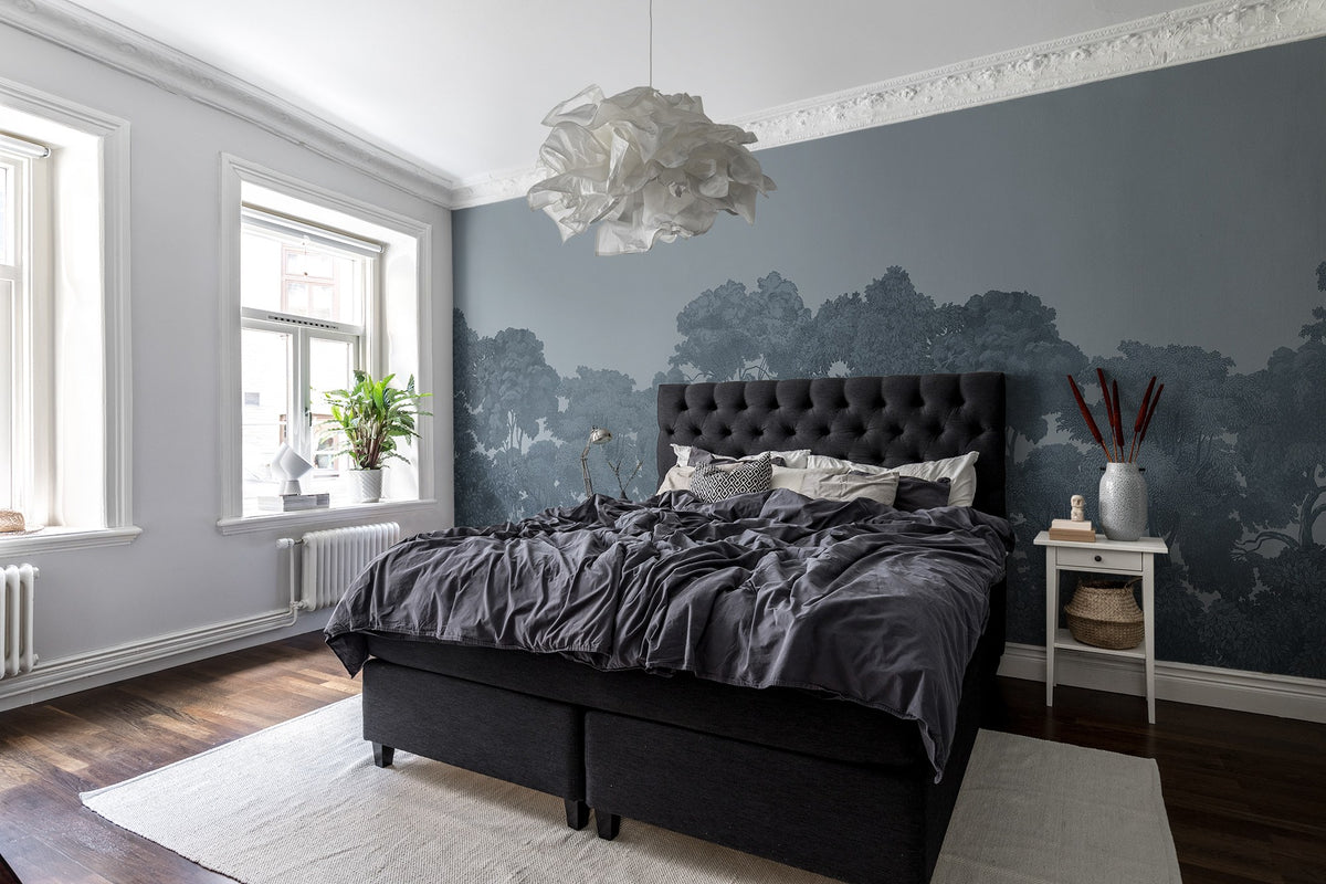 R13059 Bellewood Solid Blue Dusty Pink Mural by Rebel Walls