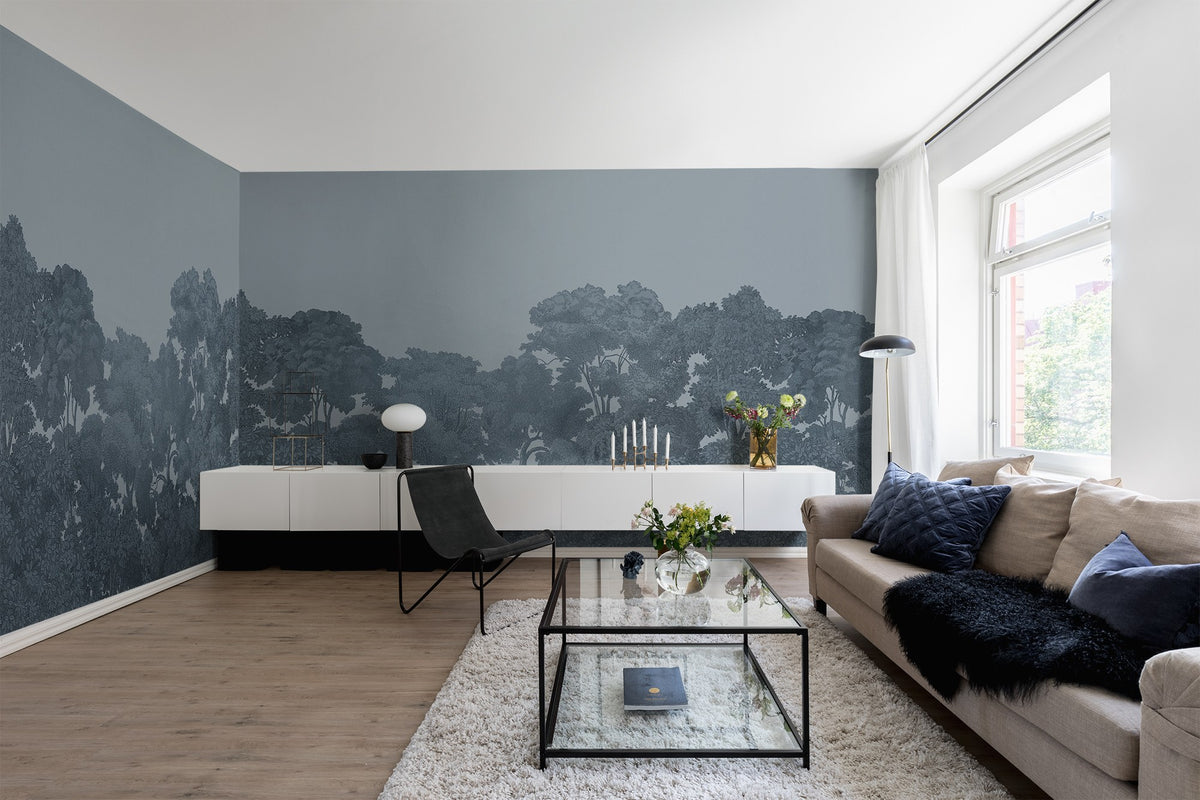 R13059 Bellewood Solid Blue Dusty Pink Mural by Rebel Walls