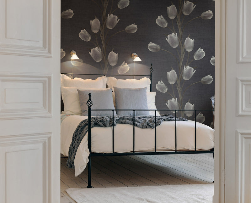 R13061 La Vie En Tulipe Black Greenhouse Mural by Rebel Walls