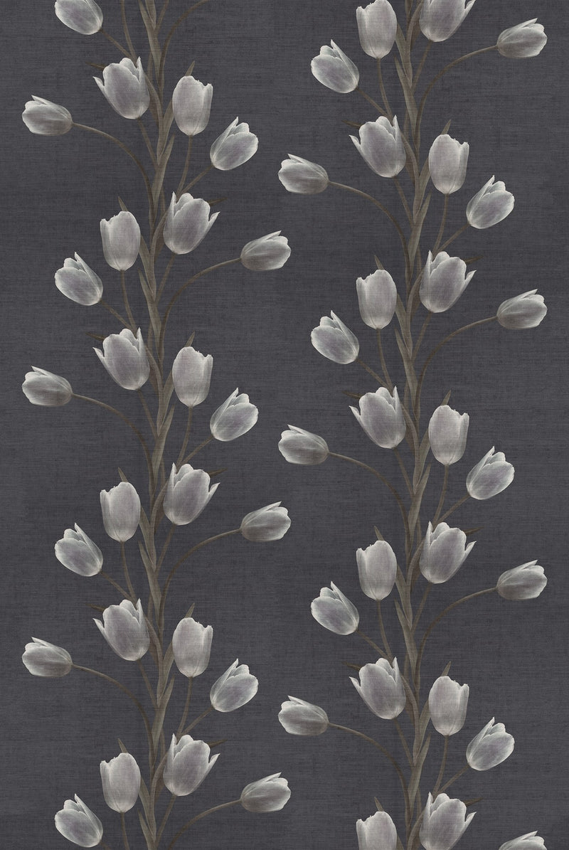 R13061 La Vie En Tulipe Black Greenhouse Mural by Rebel Walls