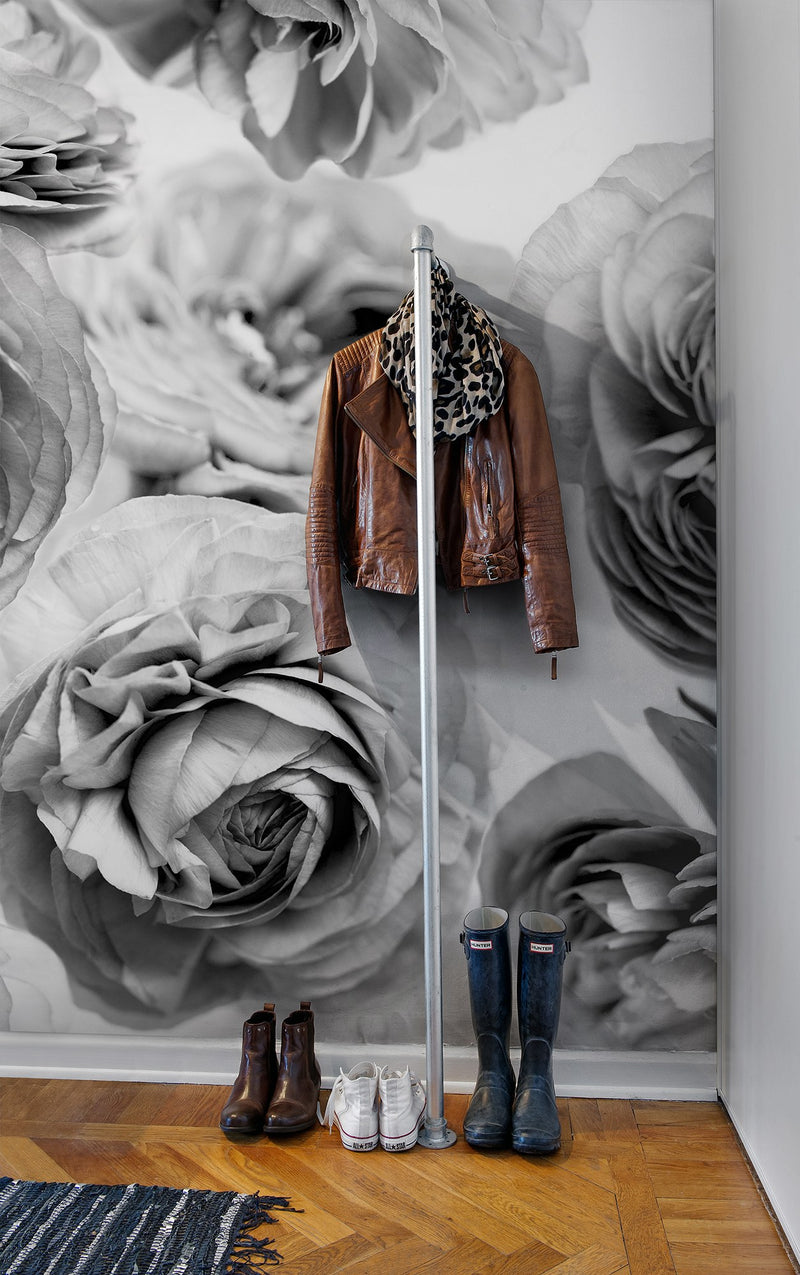 R13092 Summer Wind Black and White Greenhouse Mural by Rebel Walls