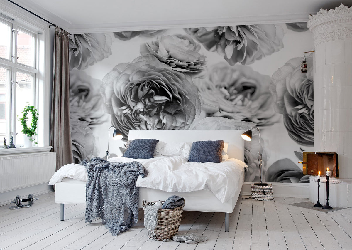 R13092 Summer Wind Black and White Greenhouse Mural by Rebel Walls