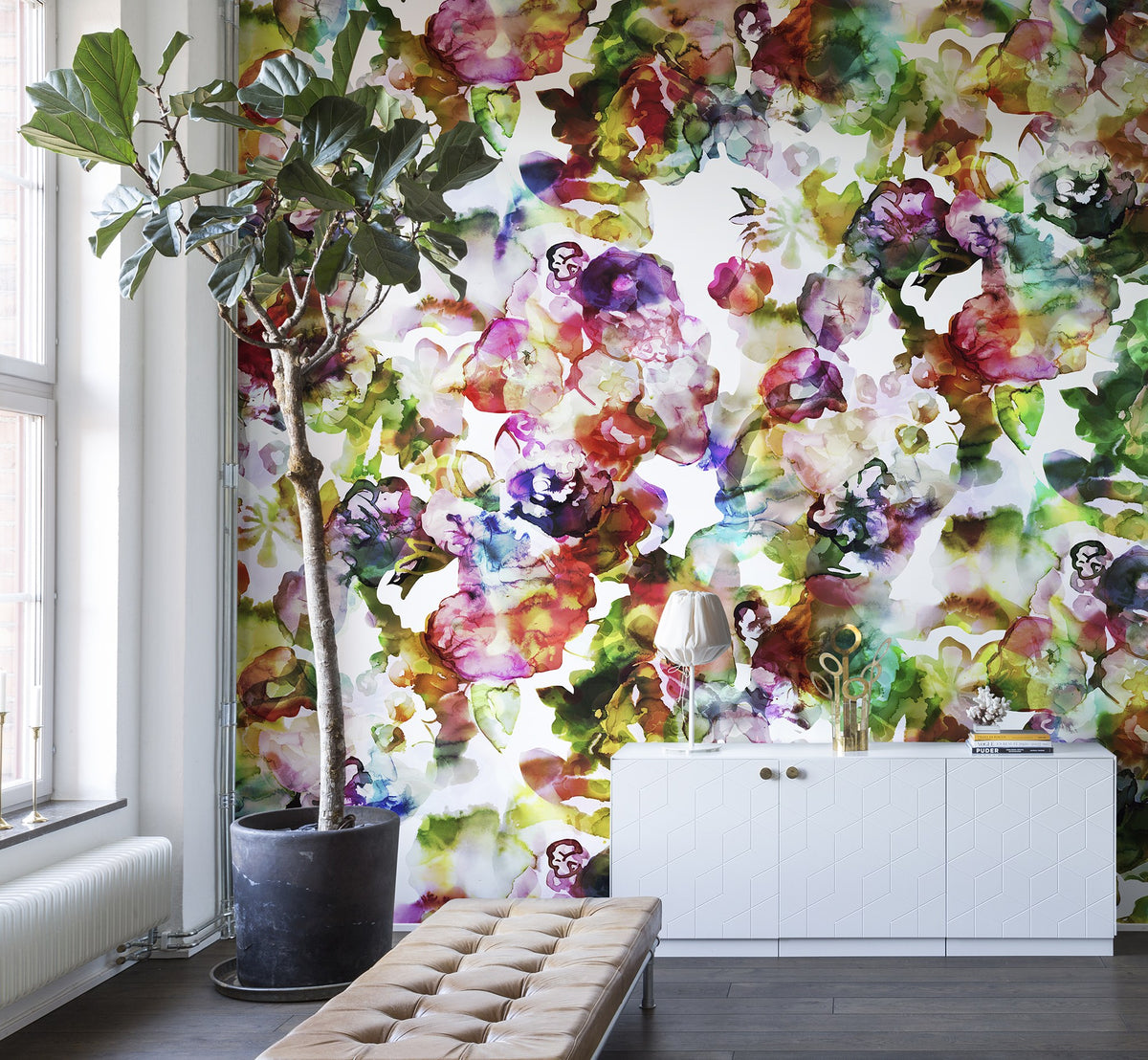 R13121 Lily Pond Rainbow Greenhouse Mural by Rebel Walls