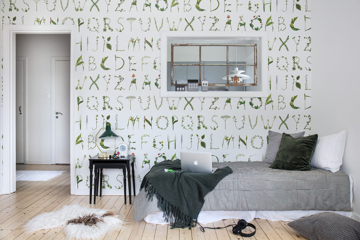 R13195 Floral Alphabet Bouquet Mural by Rebel Walls