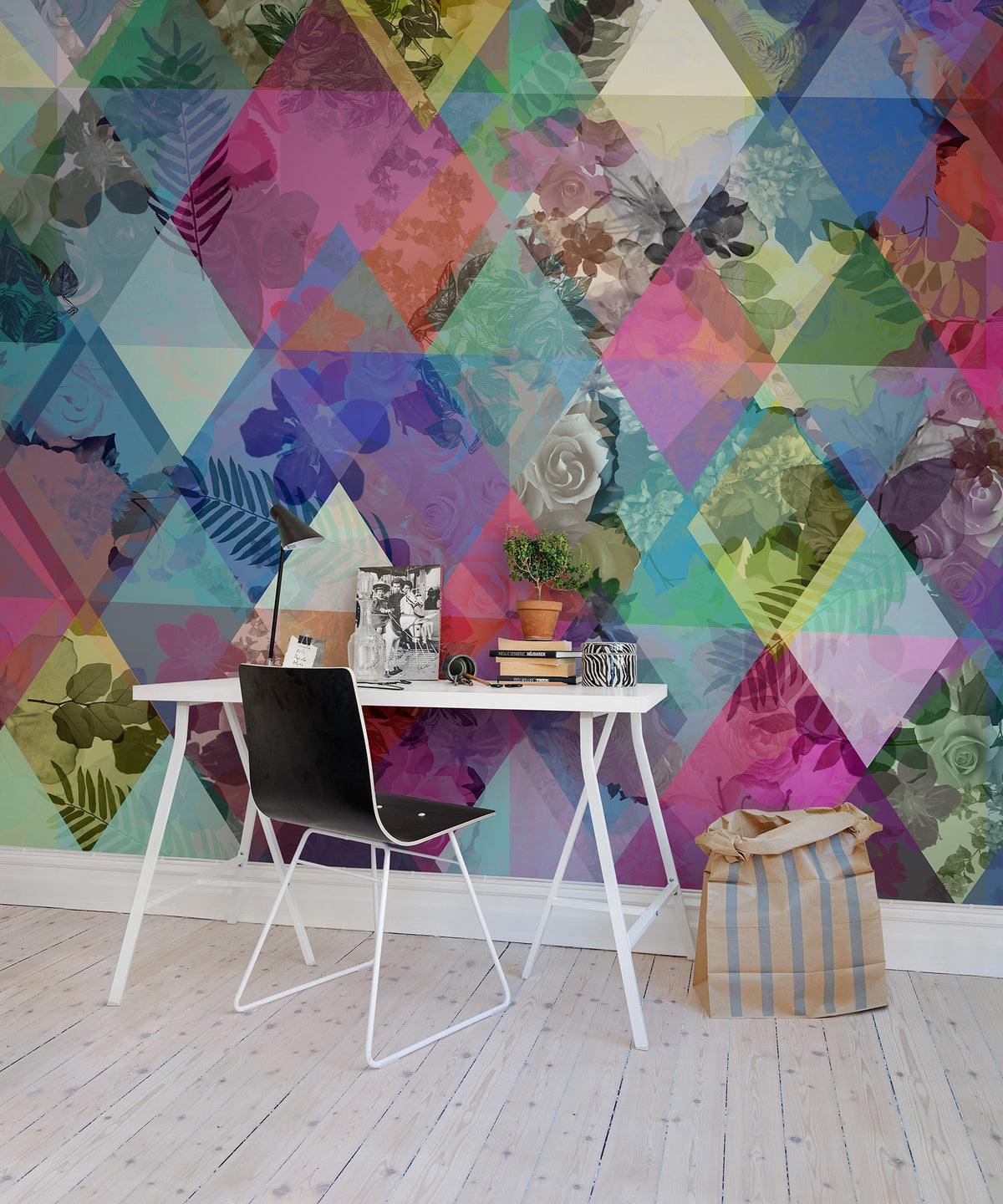 R13231 Harlequin Roses Greenhouse Mural by Rebel Walls