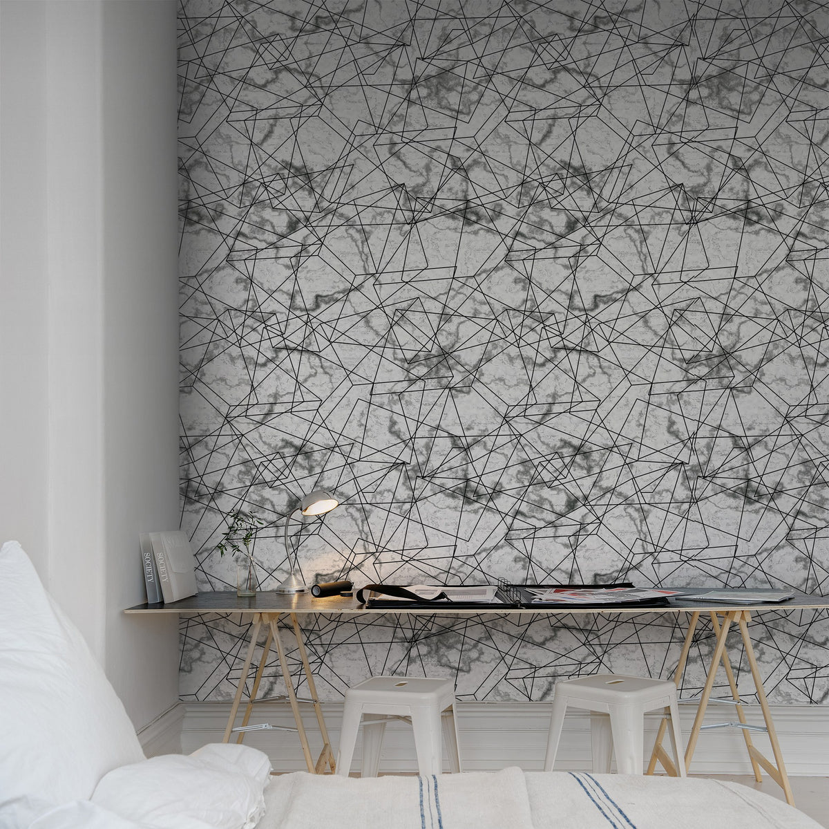 R13382 Dimension White Spectrum Mural by Rebel Walls