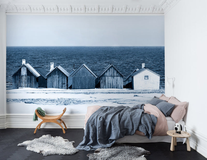 R13691 Boathouse Blues Shore & Lines Mural by Rebel Walls