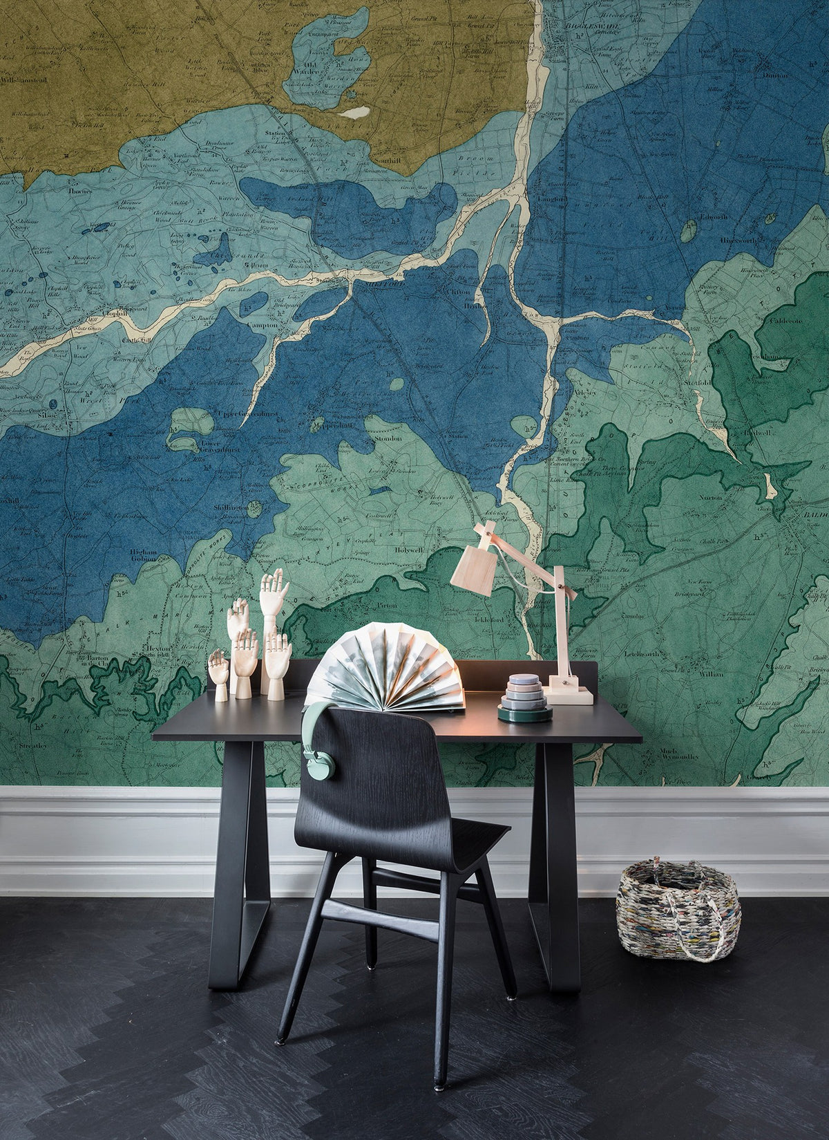 R13751 Oxford Clay Maps Mural by Rebel Walls