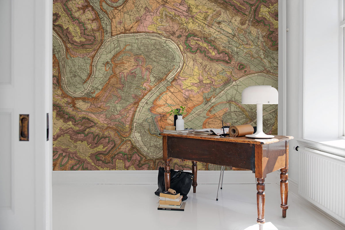 R13801 The Colours Of Paris Maps Mural by Rebel Walls