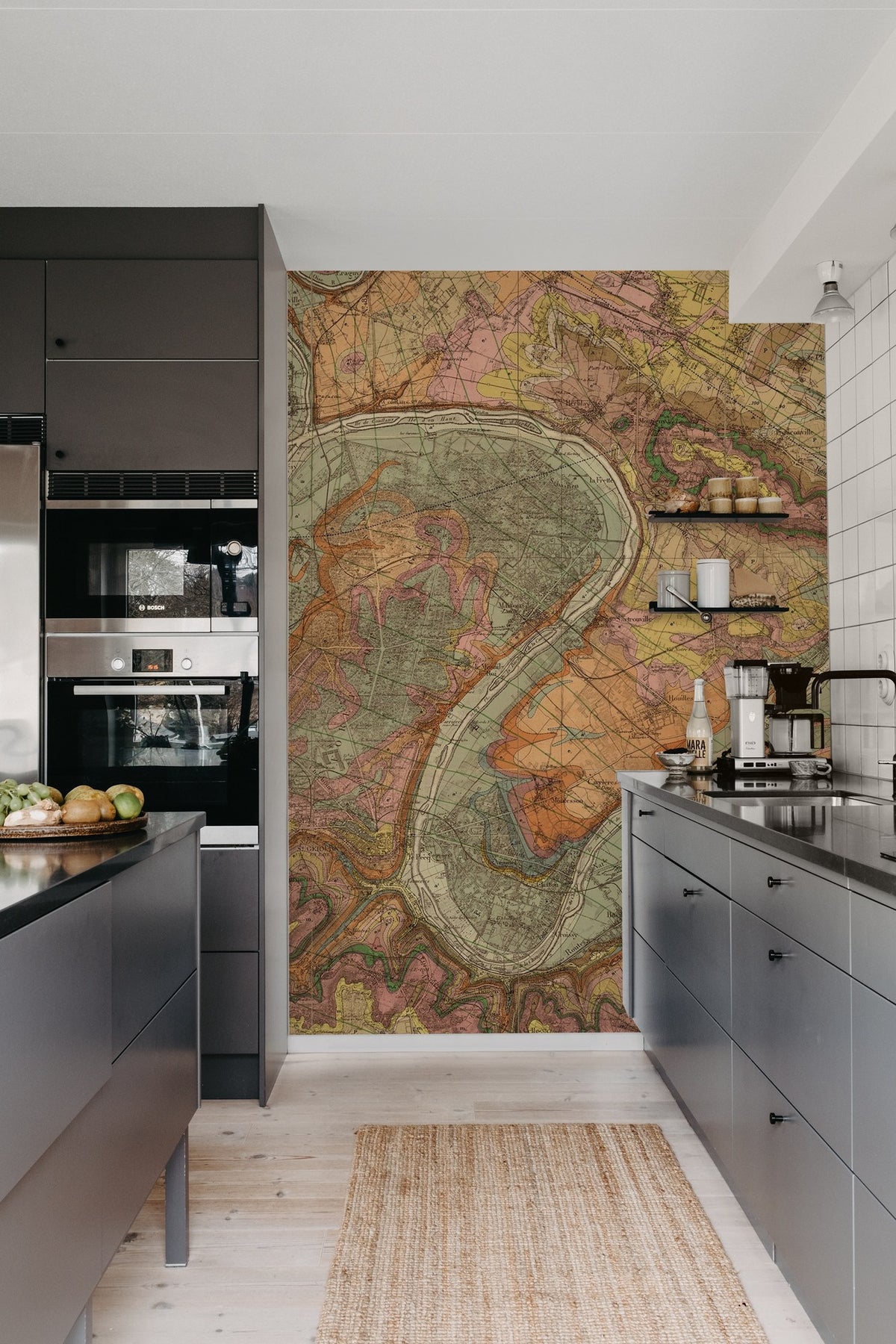 R13801 The Colours Of Paris Maps Mural by Rebel Walls