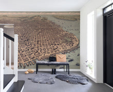 R13831 A City Rises Maps Mural by Rebel Walls