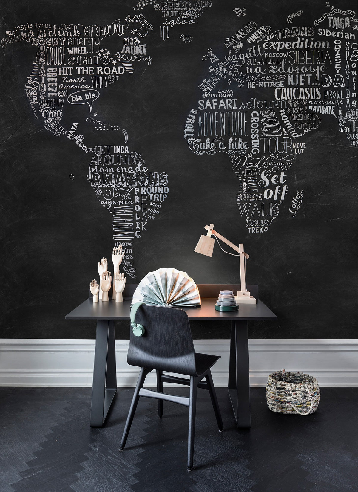 R13851 Wanderlust Maps Mural by Rebel Walls