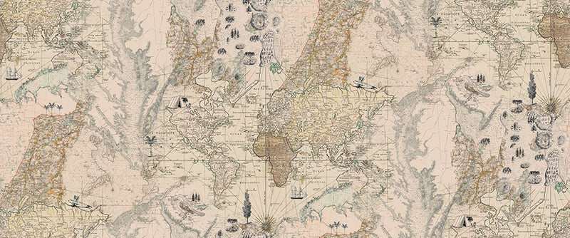 R13861 Treasure Hunt Maps Mural by Rebel Walls