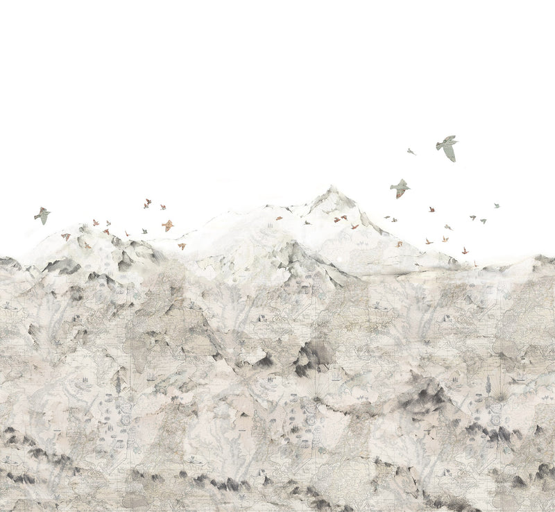 R13871 Paper Mountains Maps Mural by Rebel Walls
