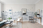 R13872 Paper Mountains Blue Maps Mural by Rebel Walls