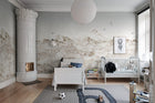 R13873 Paper Mountains Sepia Maps Mural by Rebel Walls