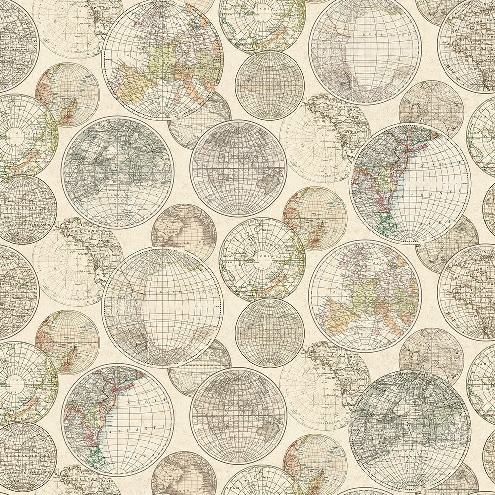 R13881 Globes Gathering Maps Mural by Rebel Walls
