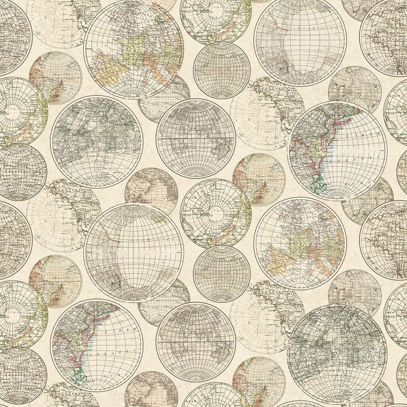 R13881 Globes Gathering Maps Mural by Rebel Walls