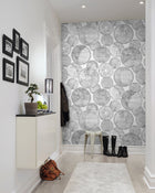 R13882 Globes Gathering Black and White Maps Mural by Rebel Walls