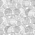 Globes Gathering Black and White Maps Mural by Rebel Walls