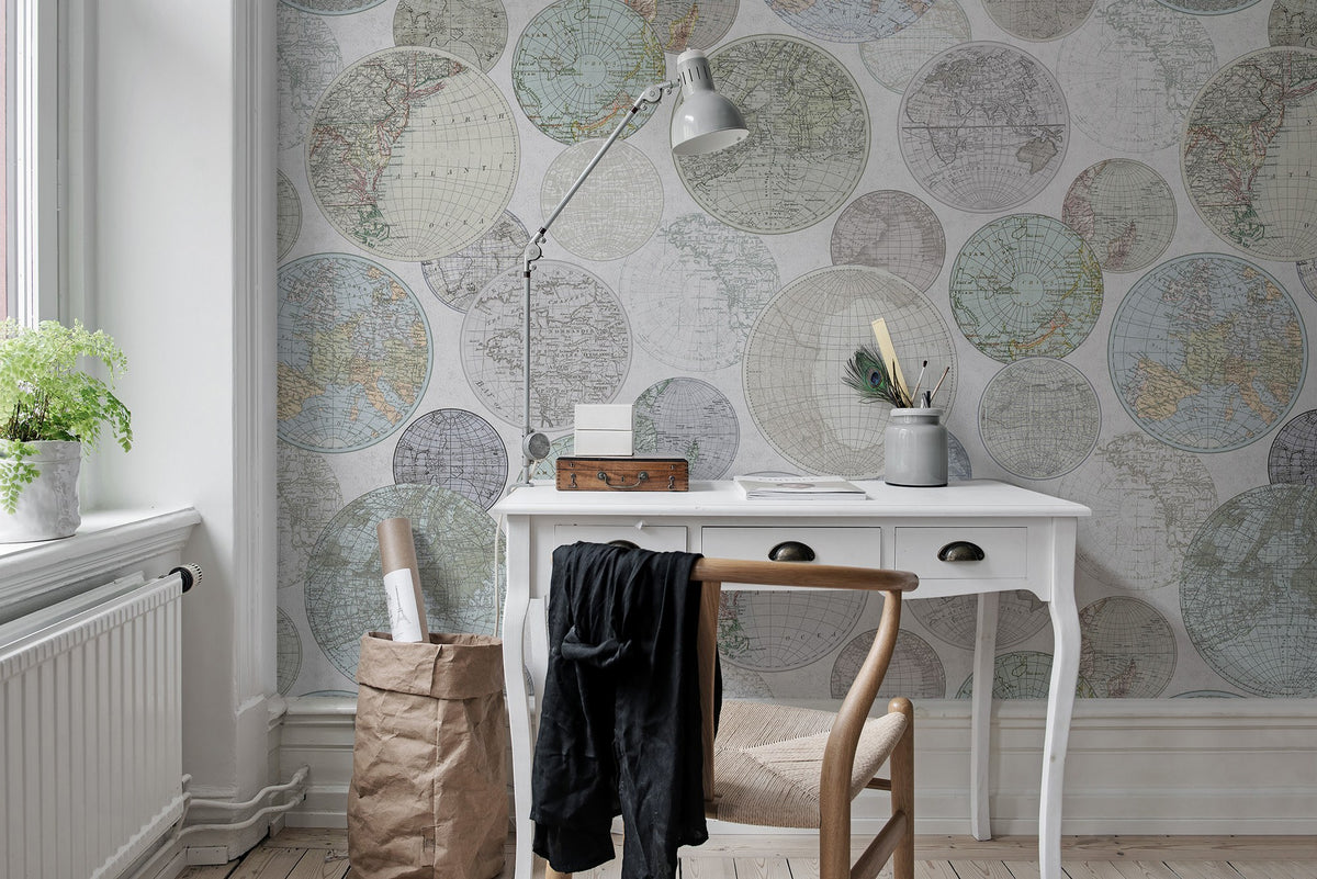 R13884 Globes Gathering Dew Palette Mural by Rebel Walls