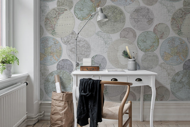 R13884 Globes Gathering Dew Palette Mural by Rebel Walls