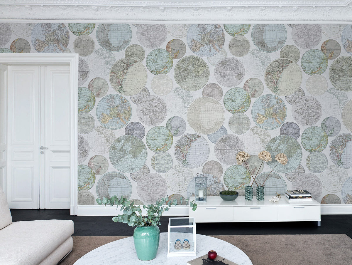 R13884 Globes Gathering Dew Palette Mural by Rebel Walls
