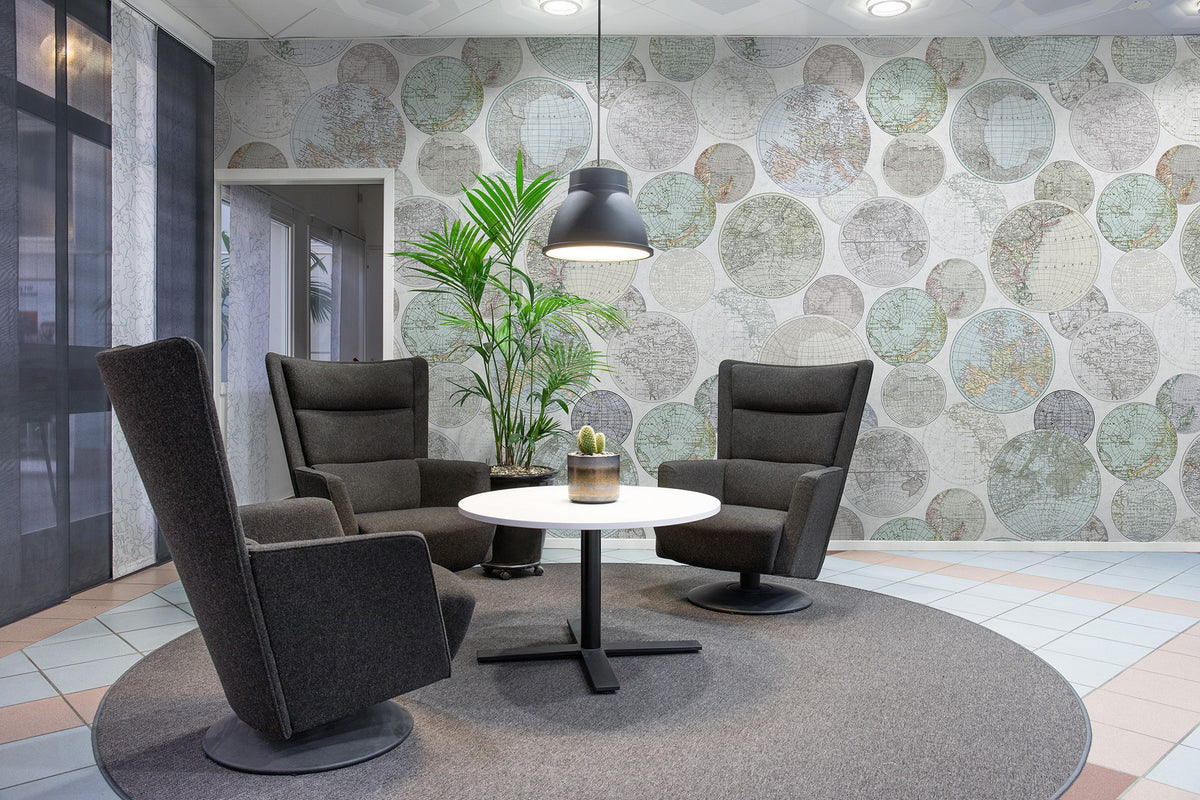 R13884 Globes Gathering Dew Palette Mural by Rebel Walls