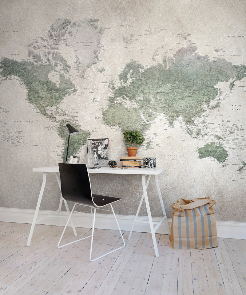 R13901 School Atlas Maps Mural by Rebel Walls