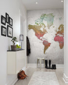 R13902 School Atlas Rainbow Maps Mural by Rebel Walls