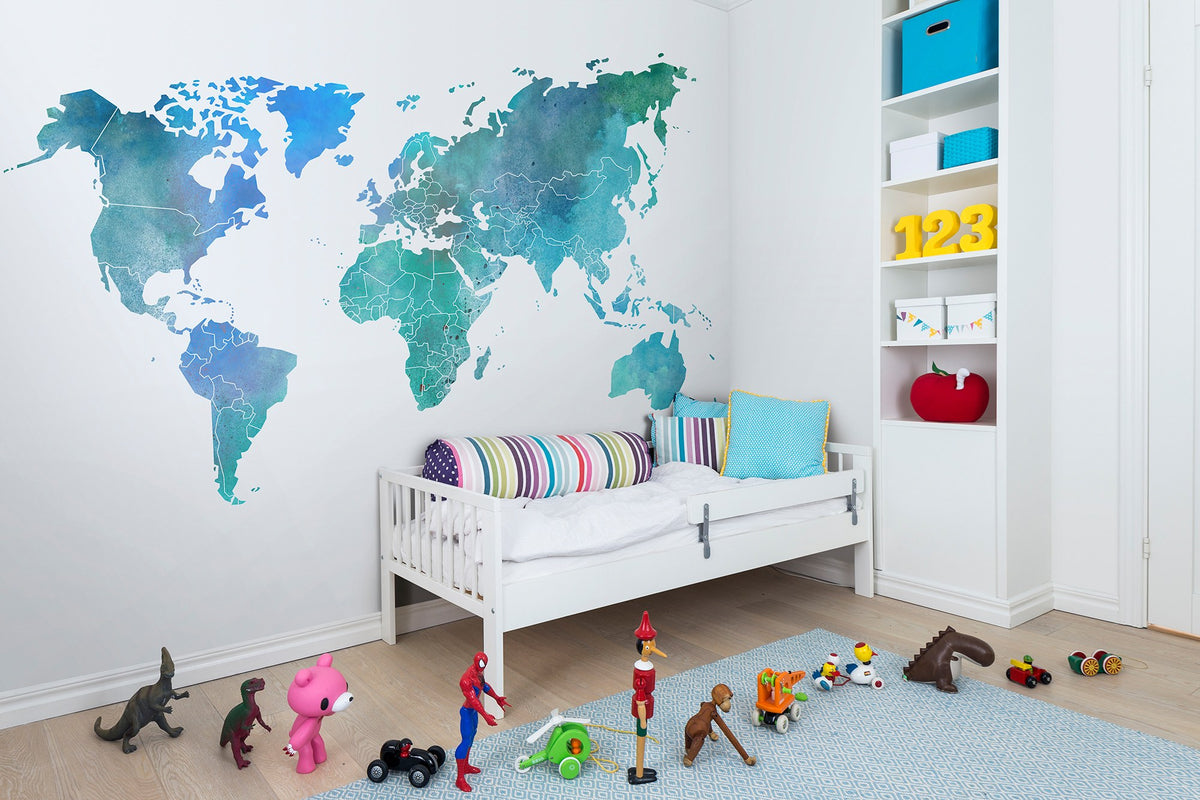 R13923 Your Own World Color Clouds Maps Mural by Rebel Walls