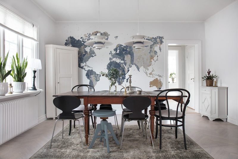 R13924 Your Own World Battered Wall Maps Mural by Rebel Walls