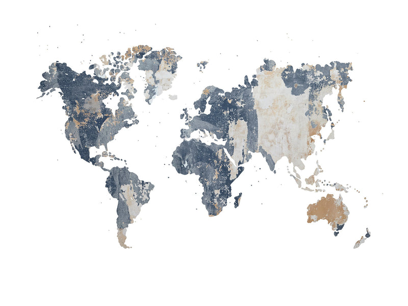 R13924 Your Own World Battered Wall Maps Mural by Rebel Walls
