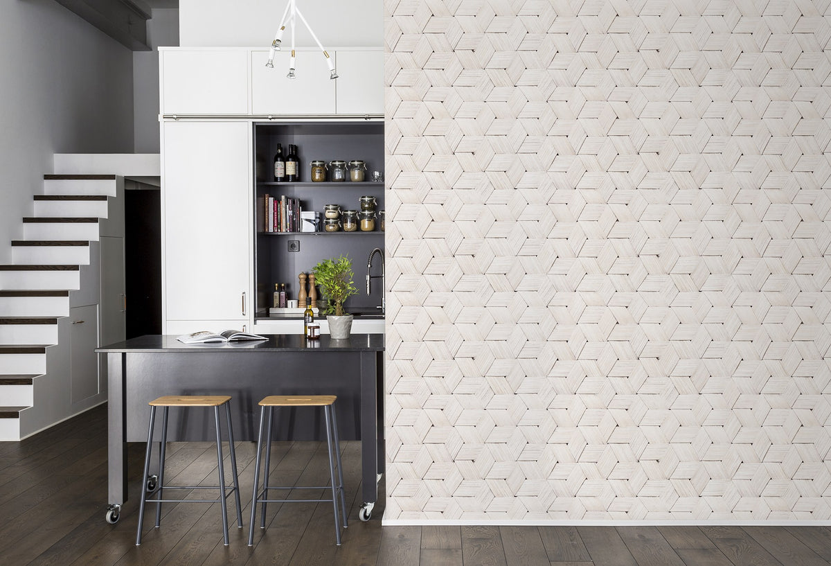R13932 Birch Bark Braids White Passion Mural by Rebel Walls