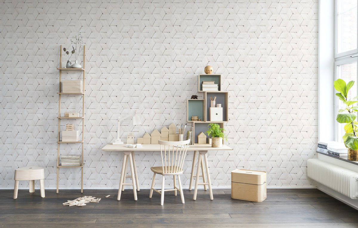 R13932 Birch Bark Braids White Passion Mural by Rebel Walls
