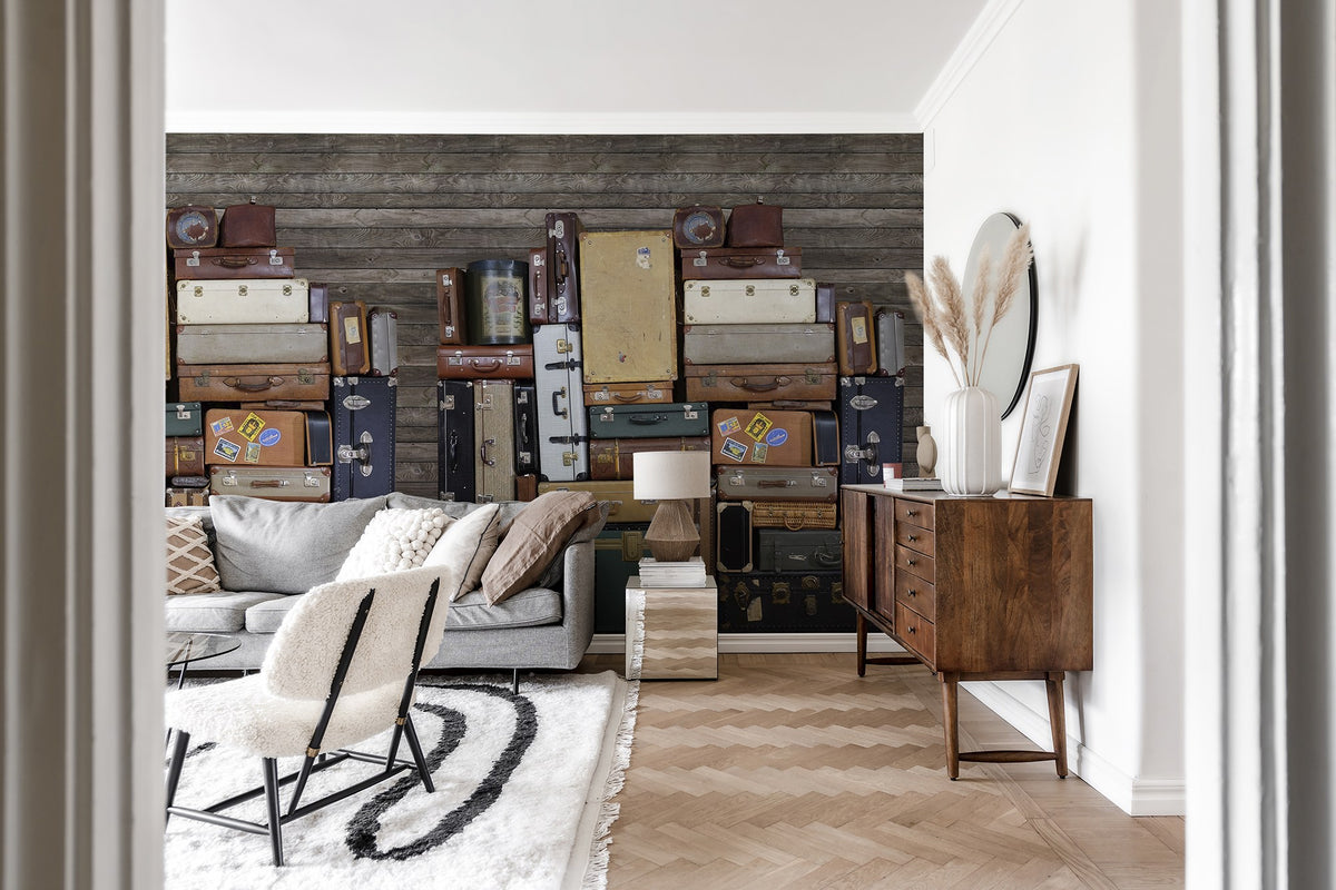 R14062 Stacked Suitcases Heap Passion Mural by Rebel Walls