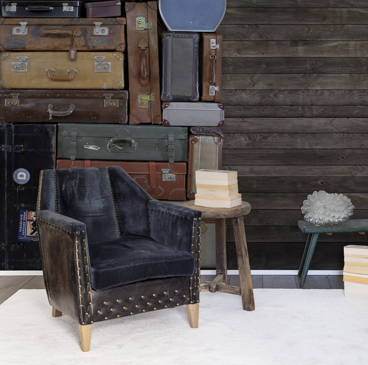 R14063 Stacked Suitcases Pile Passion Mural by Rebel Walls