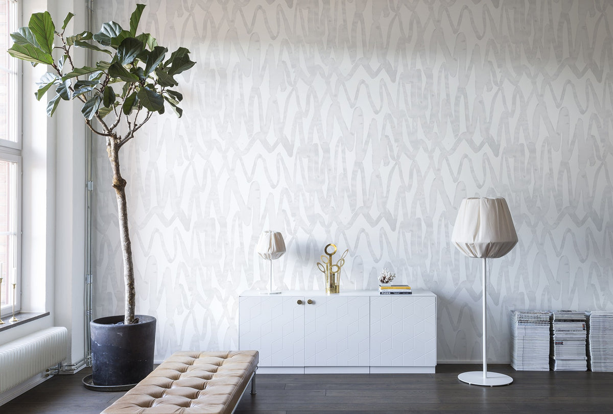 R14092 Pulse of Passion White Mural by Rebel Walls