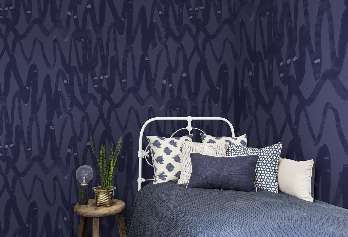 R14093 Pulse of Passion Blue Mural by Rebel Walls