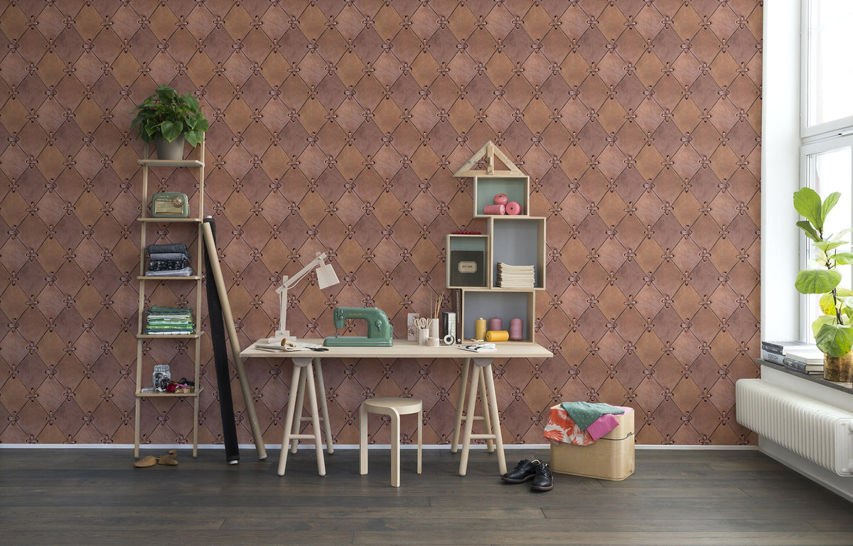 R14121 Leather Rhombs Passion Mural by Rebel Walls
