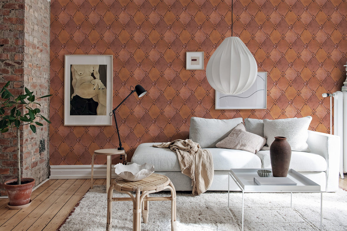 R14121 Leather Rhombs Passion Mural by Rebel Walls
