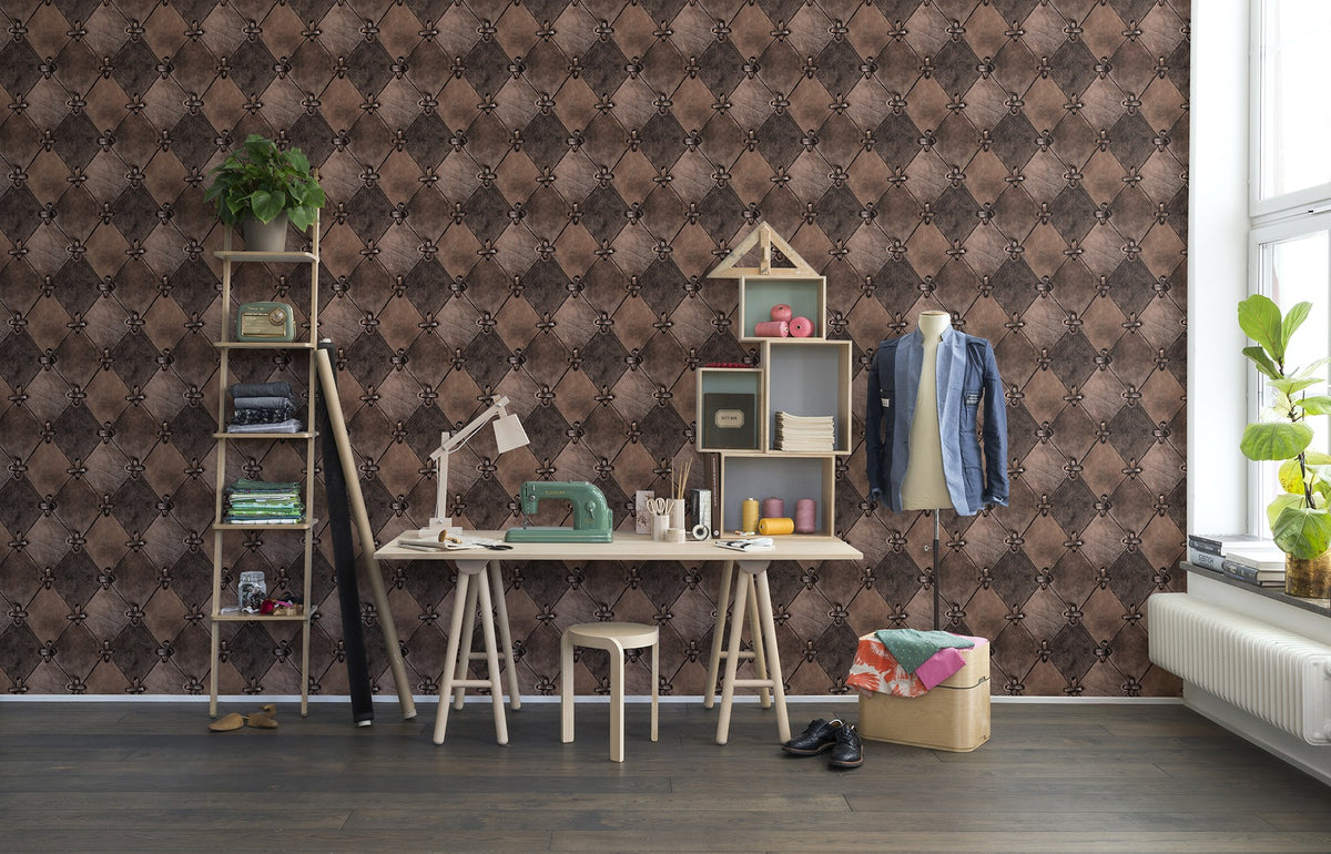 R14122 Leather Rhombs Vintage Passion Mural by Rebel Walls