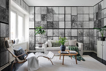 R14382 Factory Window Graphite Curious Mural by Rebel Walls