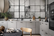 R14382 Factory Window Graphite Curious Mural by Rebel Walls
