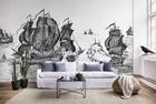 R14501 High Seas Black Storytime Mural by Rebel Walls