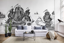 R14501 High Seas Black Storytime Mural by Rebel Walls