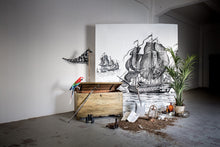 R14501 High Seas Black Storytime Mural by Rebel Walls
