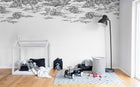 R14511 Cotton Skies Black Storytime Mural by Rebel Walls