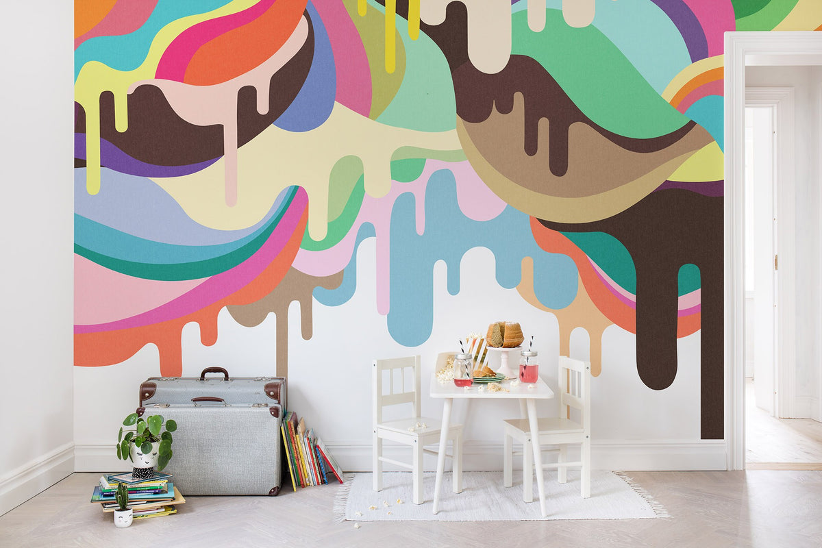 R14521 Dripping Ice Cream Storytime Mural by Rebel Walls