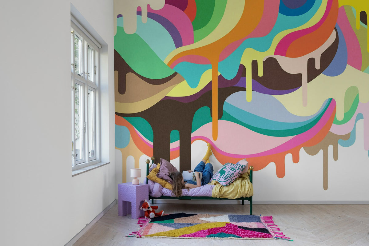 R14521 Dripping Ice Cream Storytime Mural by Rebel Walls